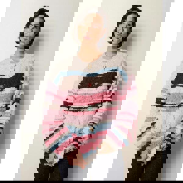 Blue Vanilla Striped Knit Cardigan