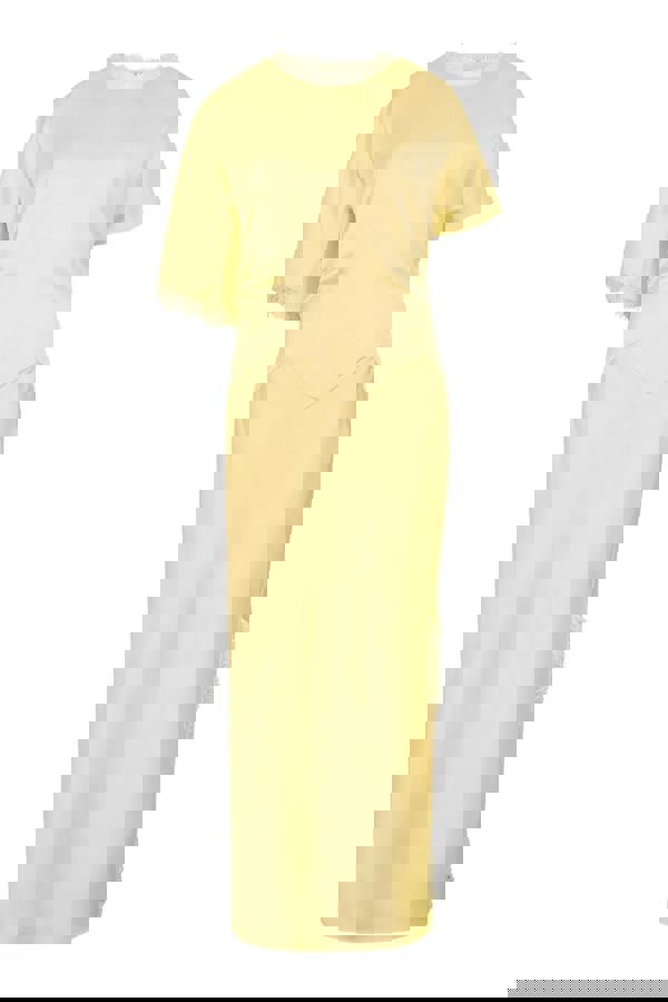 GWD Rowana Yellow Satin Lace Detail Maxi Dress