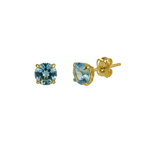 Spero London 9ct Gold Blue Topaz Stud Earrings