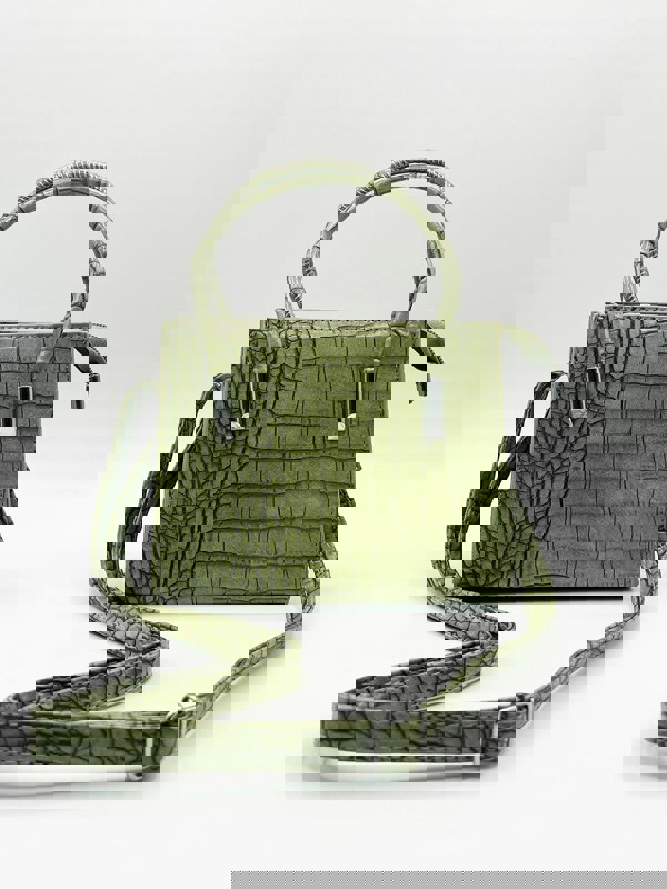 SVNX Mini Croc Crossbody Bag in Sage