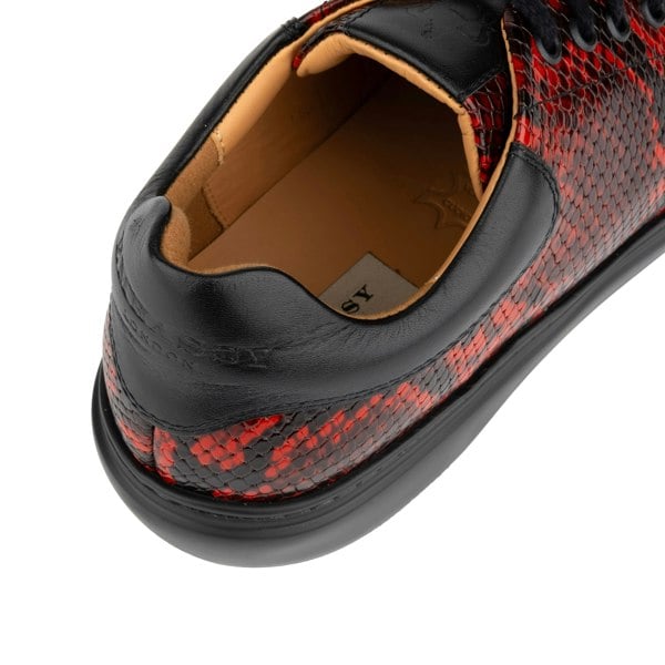 Embassy London Sun City - Red Snake - Men's Leather Snakeskin Trainer