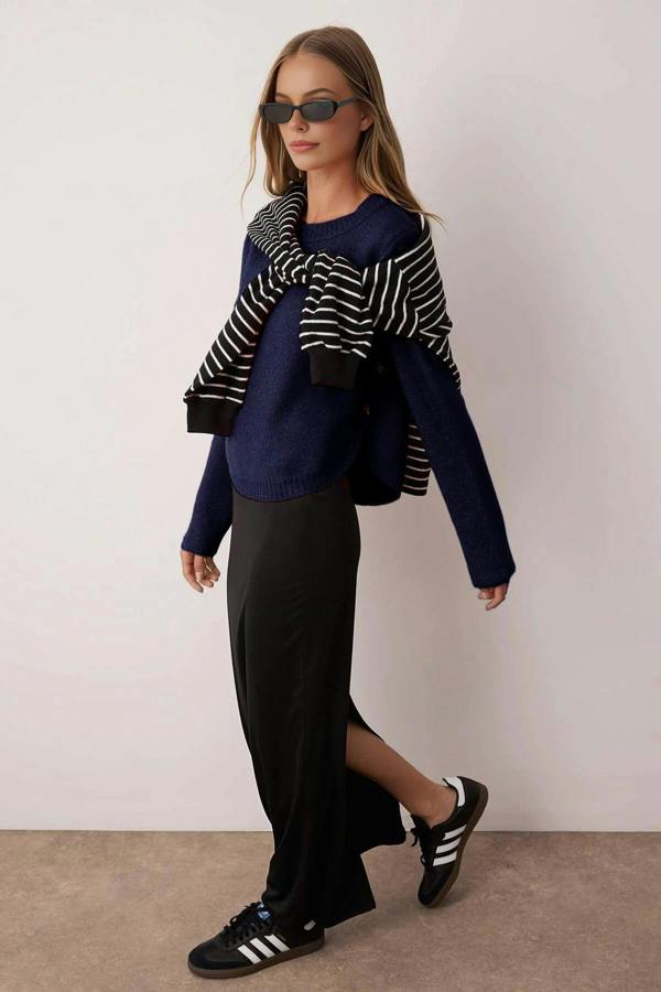 WOVCOR Soft Textured Knit Sweater with Button Detail