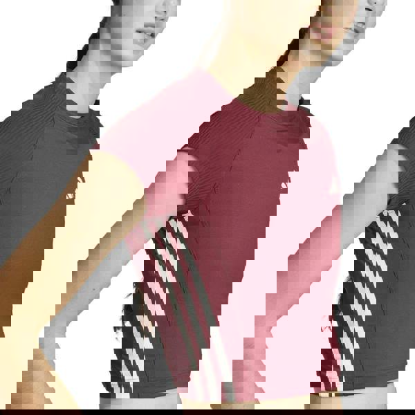 Adidas Womens/Ladies Hyperglam Ribbed Crop T-Shirt - Red - 