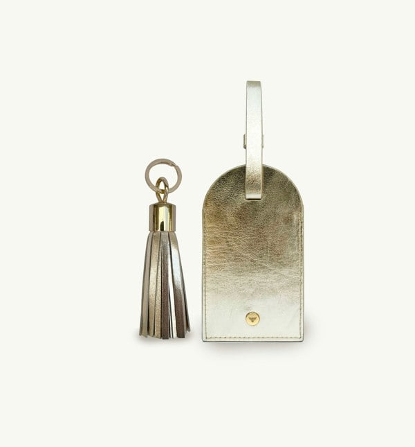 Apatchy London Gold Leather Luggage Tag and Tassel Gift Set