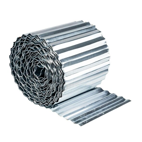 Nicoman Corrugated Metal Garden Border Roll – 5m / 6m / 12m Long Rolls - Silver