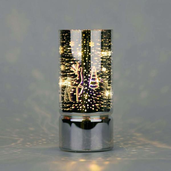 17cm Christmas LED Glass Tube Vase Lamp with Warm White Lights and Etched Forest Design image 1