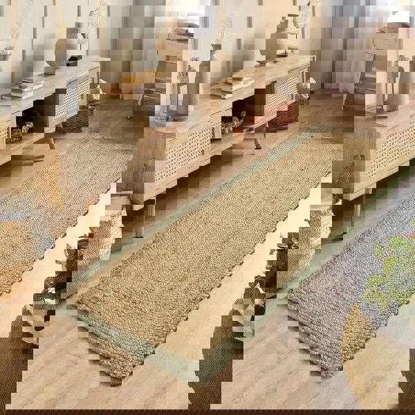 The Rugs Hand-Braided Jute Rug with Colourful Border