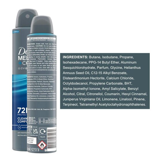 Dove Men+Care 4x Dove Anti-Perspirant Men+Care Advanced Clean Comfort 72H Protection Deo, 200ml