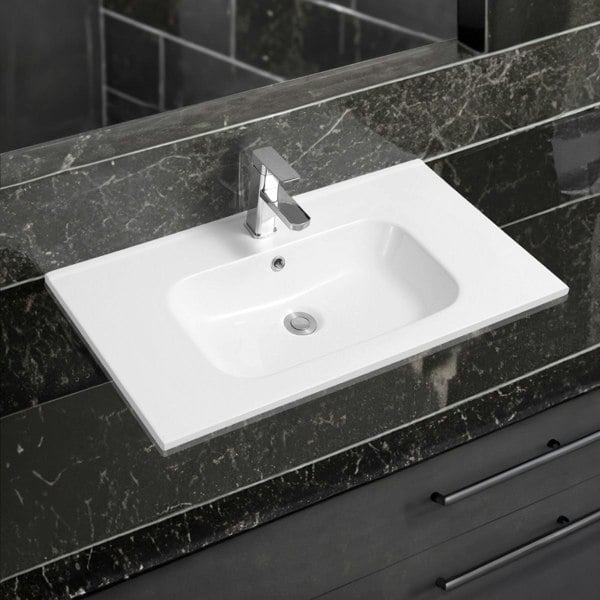 Limoge 4010 Ceramic 81cm Thin-Edge Inset Basin with Oval Bowl