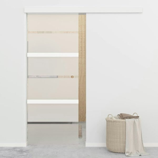 Berkfield Sliding Door with Soft Stops ESG Glass and Aluminium 76x205 cm