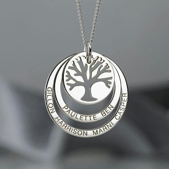 Christopher James of London Sterling Silver Tree of Life Two Disc Family Circle Necklace