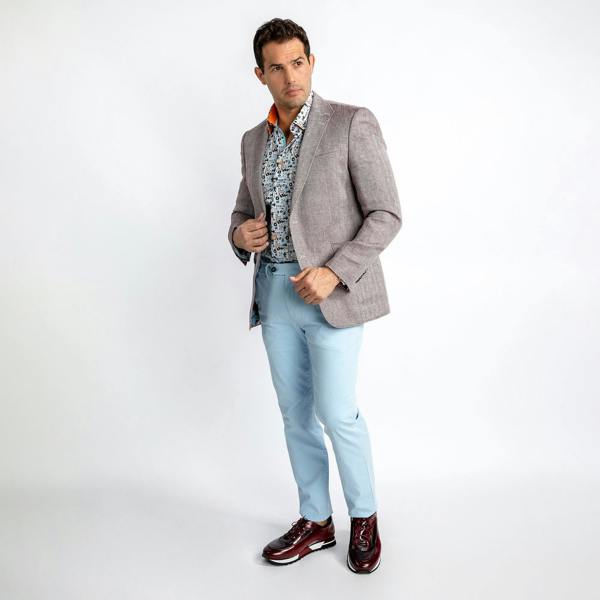 HERRINGBONE LIGHTWEIGHT LINEN SUMMER JACKET – Premium Men's Patterned Shirt by Claudio Lugli | Bold Design, Tailored Fit, Best Printed Shirts