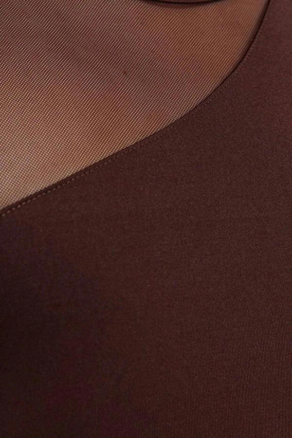 WOVCOR Stretchy Knit Bodysuit with Tulle Detail