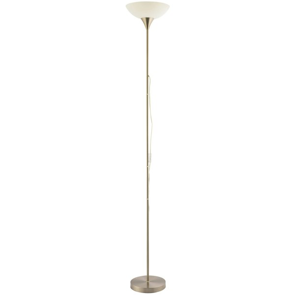 Modern Nickel Switched Uplighter Floor Lamp with Opal White Polycarbonate Shade Image 2