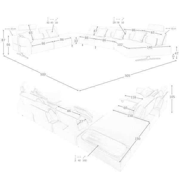 Angel Cerdá Modular corner sofa in sand fabric 6273/6274