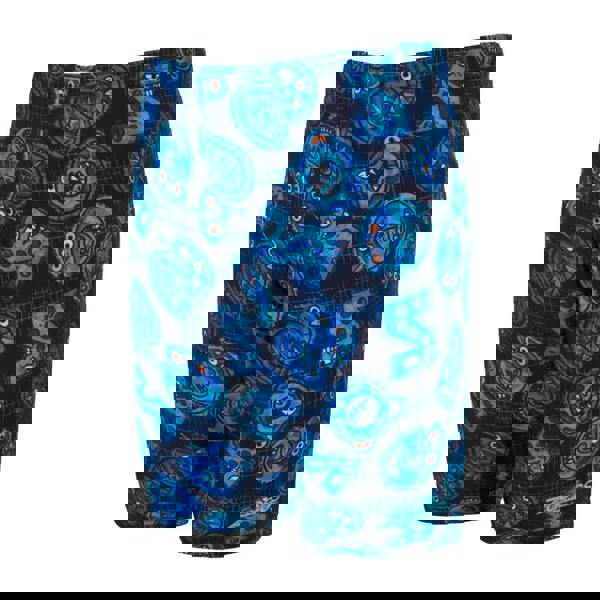 Zoggs Tots Boys Fontopia Mid Swim Jammer in blue with monster trunks