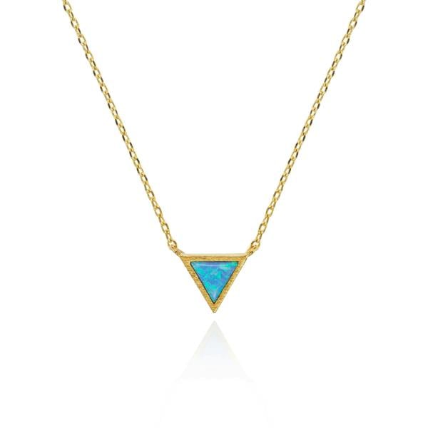 Gold Triangle Opal Pendant Necklace - namana.london