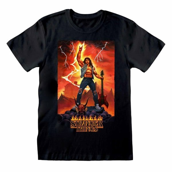 Stranger Things Unisex Adult Rocks Eddie T-Shirt - Black