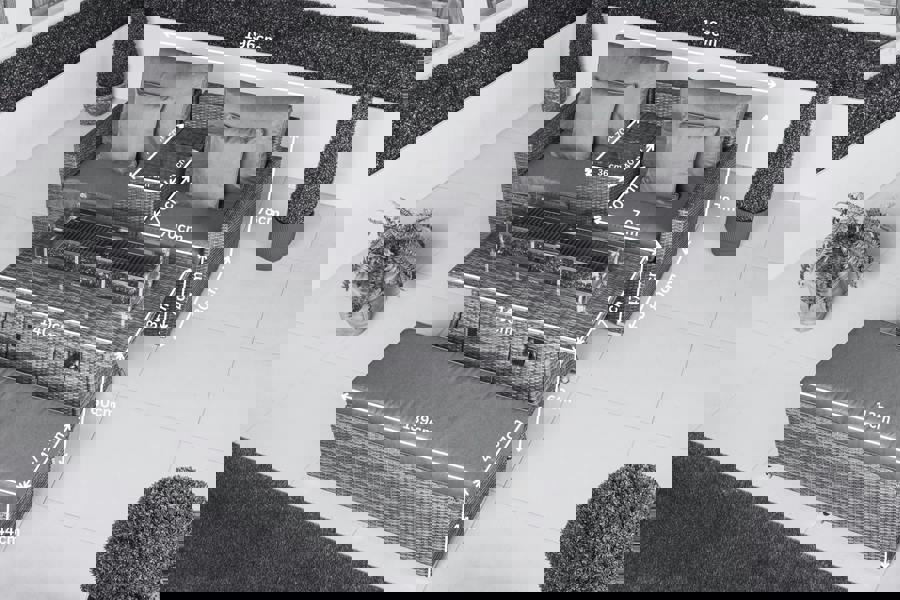 Giardino Havana 2 Seat Modular Sofa Rattan Garden Balcony Furniture Set Outdoor Drinks Cooler Table, Fire Pit Coffee Table & Bench