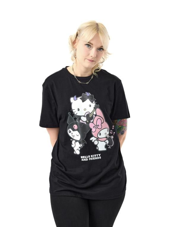 Hello Kitty Womens Black Rock Life Short Sleeved T-Shirt