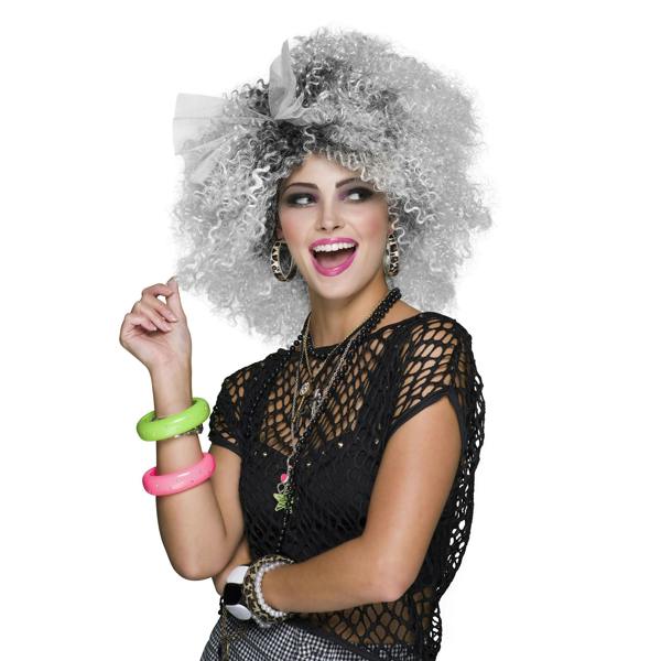 Bristol Novelty Womens/Ladies 80s Pop Icon Two Tone Wig - Grey/Black - 