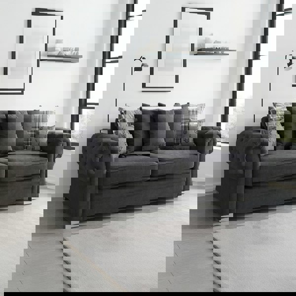 Furnishings For Less Milan Chesterfield Fabric 3 Seater Sofa - Scatter Back