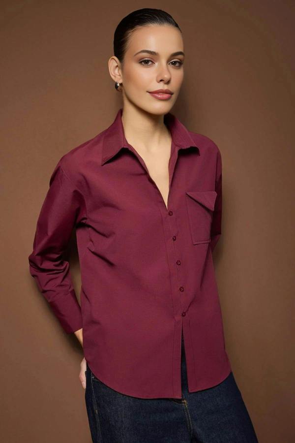 WOVCOR Button-Front Shirt with Pocket Detail