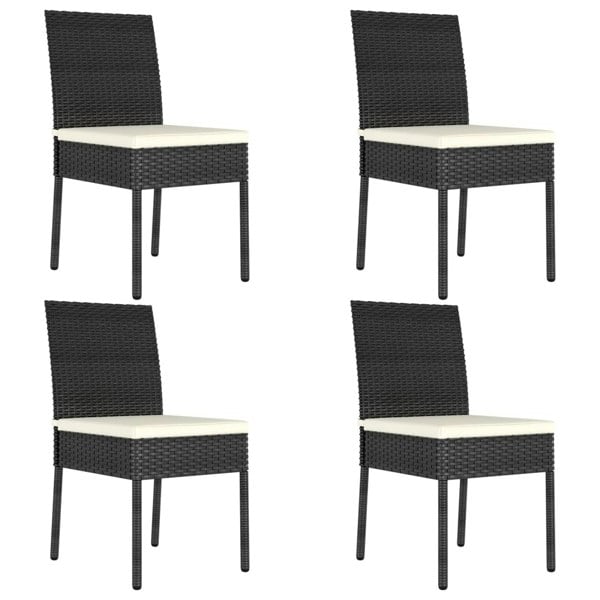 Berkfield 5 Piece Outdoor Dining Set with Cushions Poly Rattan Black