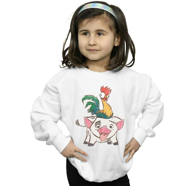 Disney Girls Moana Hei Hei And Pua Sweatshirt - White