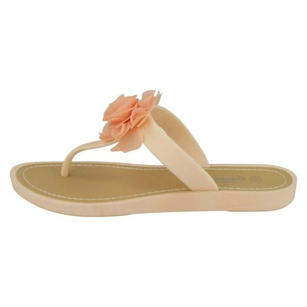 Savannah Ladies Savannah Flat Toepost Rose Trim Sandals