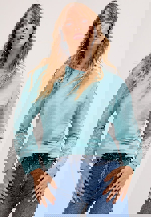 Mika Full Sleeves Embroidered Sweatshirt In Blue