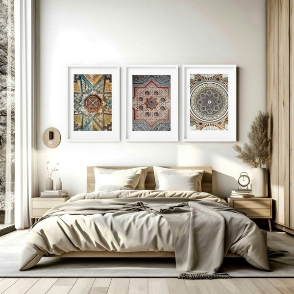 Geometric patterns in Islamic art | set of 3 prints for bedroom walls