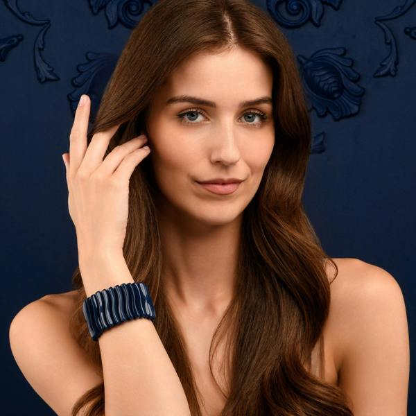 Zavana Wide Blue Chunky Bangle Bracelet for Women