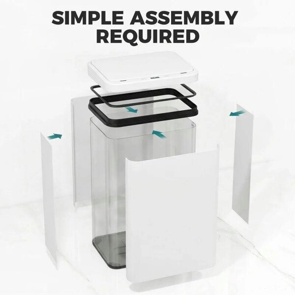 40L Sensor Bin with Soft-Close Lid, Stainless Steel Automatic Touchless Motion Sensor Kitchen Bin, White