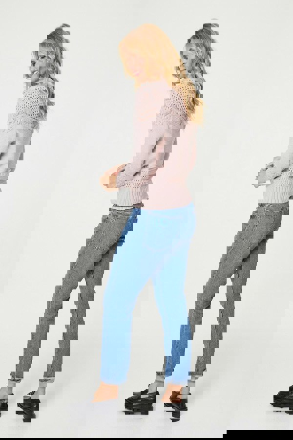 Pink | Cut Out Detail High Neck Knitted Jumper
