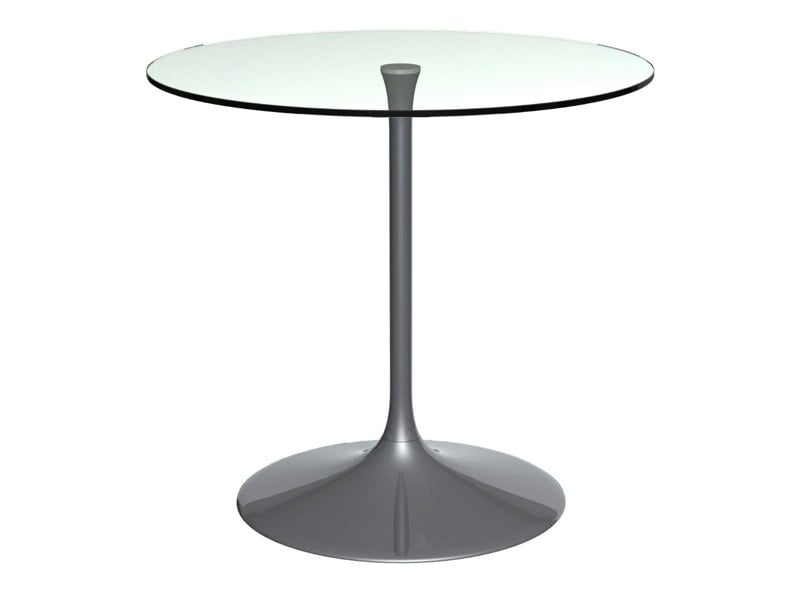 Swan Small Circular Dining Table - Clear Glass Top with Dark Chrome Base by Gillmore British Design © GillmoreSPACE Ltd