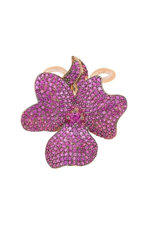 Latelita Flower Cocktail Ring Rosegold Ruby