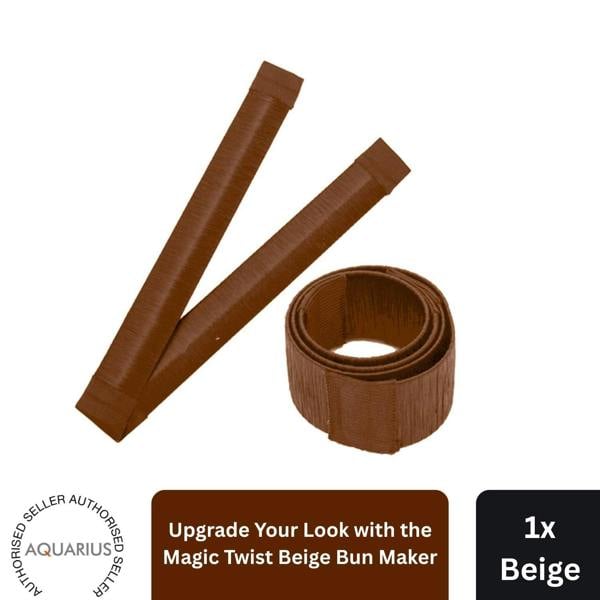 Aquarius Magic Twist Hair Bun Maker Donut Shaper Beige Easy Updo Styling Tool