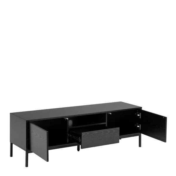 Wyld Haus El Paso Black Wooden TV Unit 2 Doors 1 Drawer Metal Base