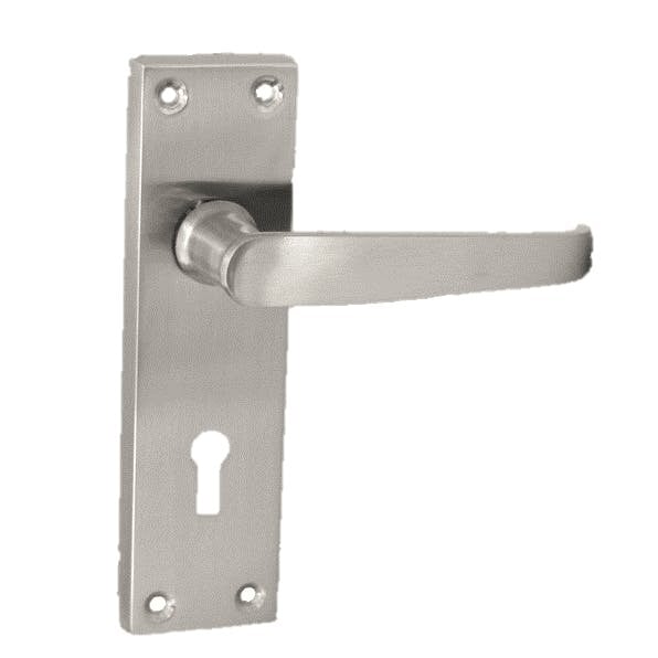 EDH Door Hardware Satin Nickel Door Interior Door Lock Handles-Victorian Straight Lock, 2 Pairs