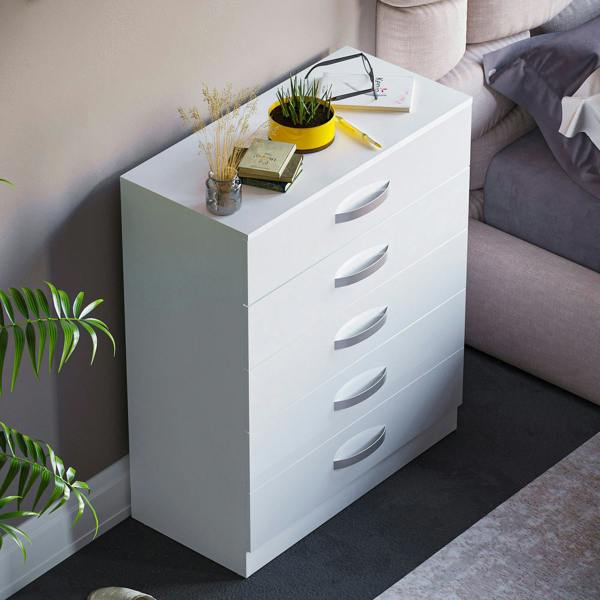 Vida Designs Hulio 5 Drawer Chest, Black