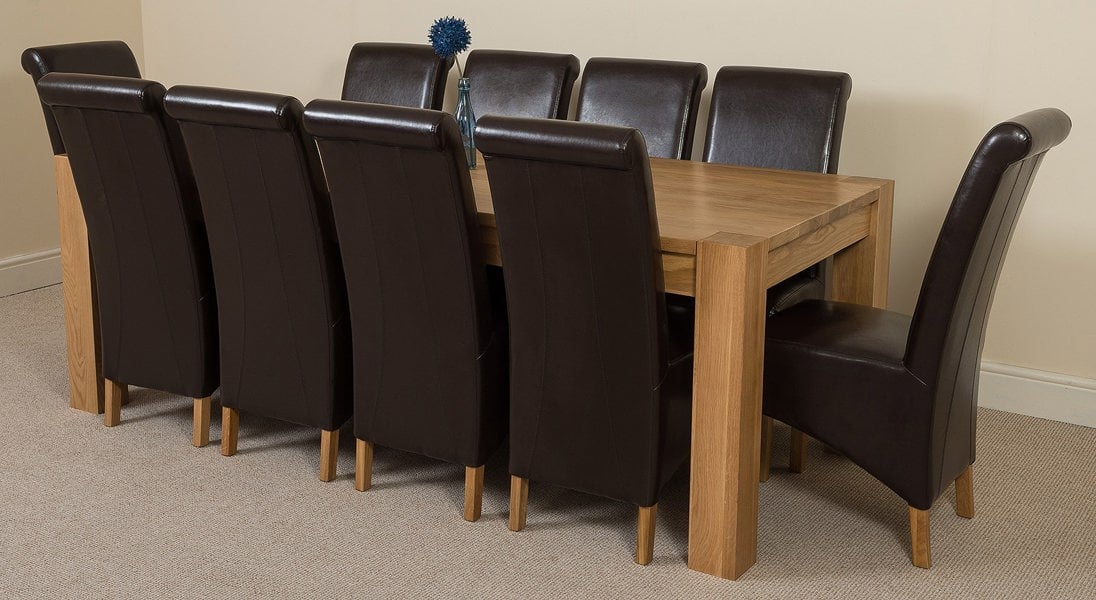 That's Furniture Kuba Extra Large Oak Dining Table with Montana Leather Chairs