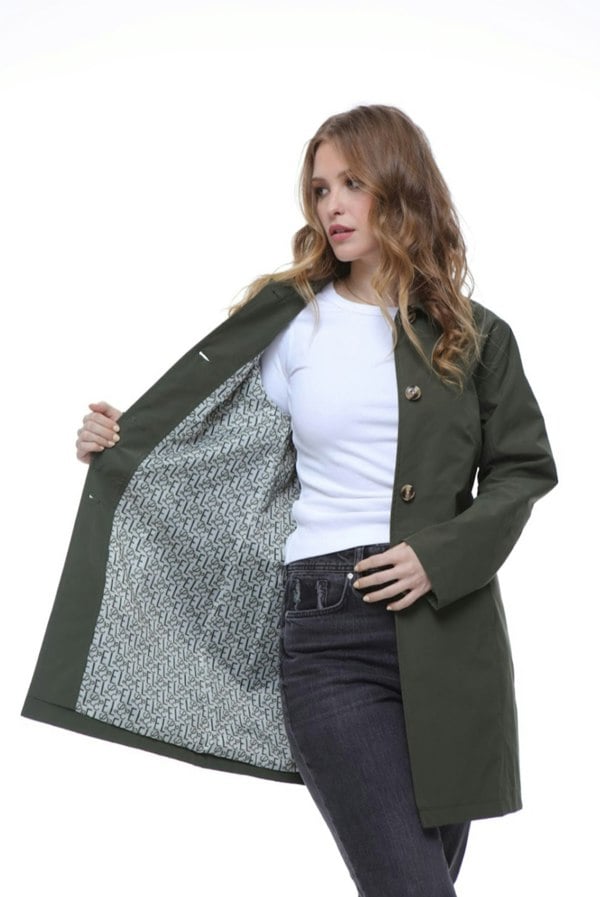 Elle Jennifer Single Breasted Basic Mac - Green