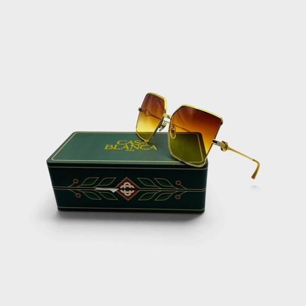 Casablanca Stainless Steel Square Sunglasses Gold Silver Orange Sunset Gradient