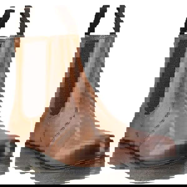 Amblers Wells Mens Pull On Leather Chelsea Dealer Ankle Boots, brown leather slip-on boots with elastic side panels and pull tabs for easy wear.