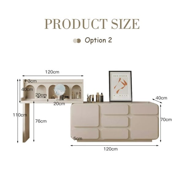 Weilai Concept Qwincy Dressing Table With Sideboard, Black, Cream