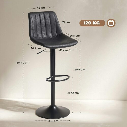 Wyld Haus Nalo Set Of 2 Black Leathaire Upholstered Tub Style Bar Stools