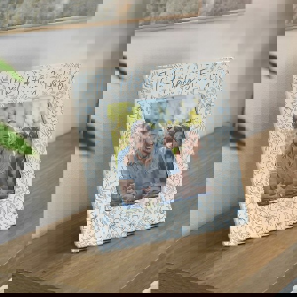 Personalised Memento Company Personalised Blue Floral Ceramic 4x4 Frame