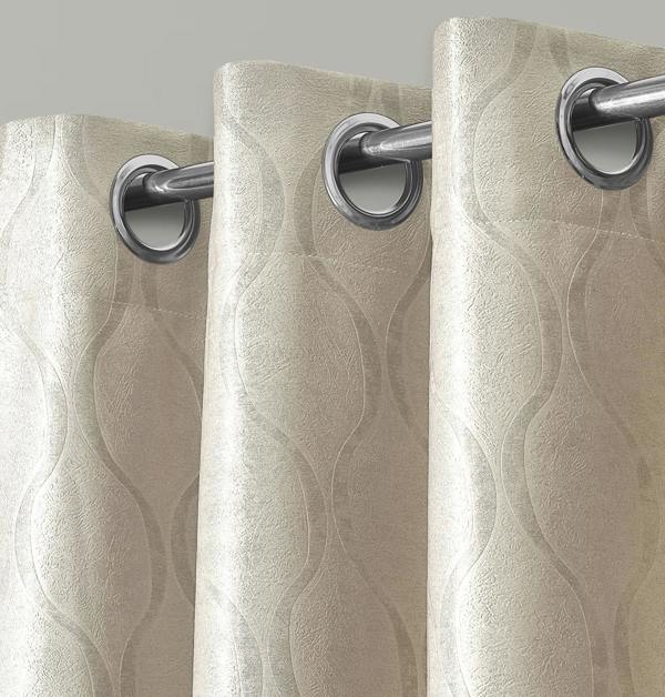 Velosso Modern Ring Top Dimout Textured Curtains: Stylish Window Coverings, Elegant Drapes for Living Room and Bedroom - 168cm x 137cm
