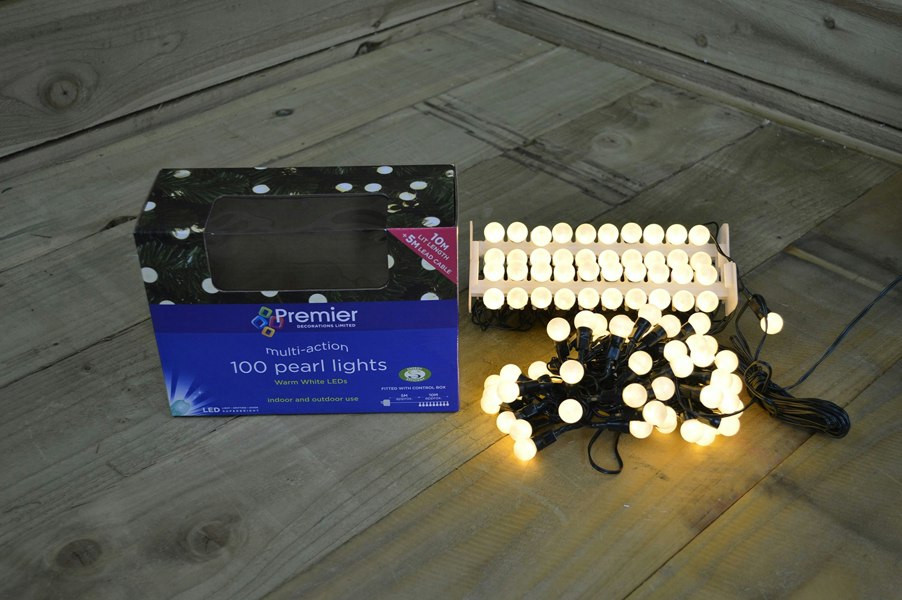 Samuel Alexander 10m 100 LED Multi Action Outdoor Pearl Christmas Lights Warm White